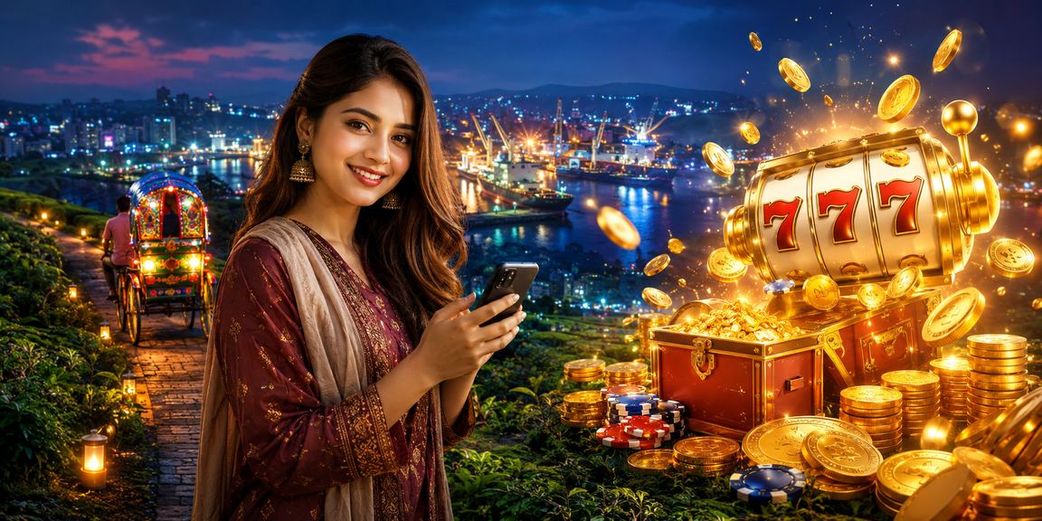 ঢাকায় চা বাগানের পরিবেশে স্লট গেম খেলছেন একজন ব্যবহারকারী